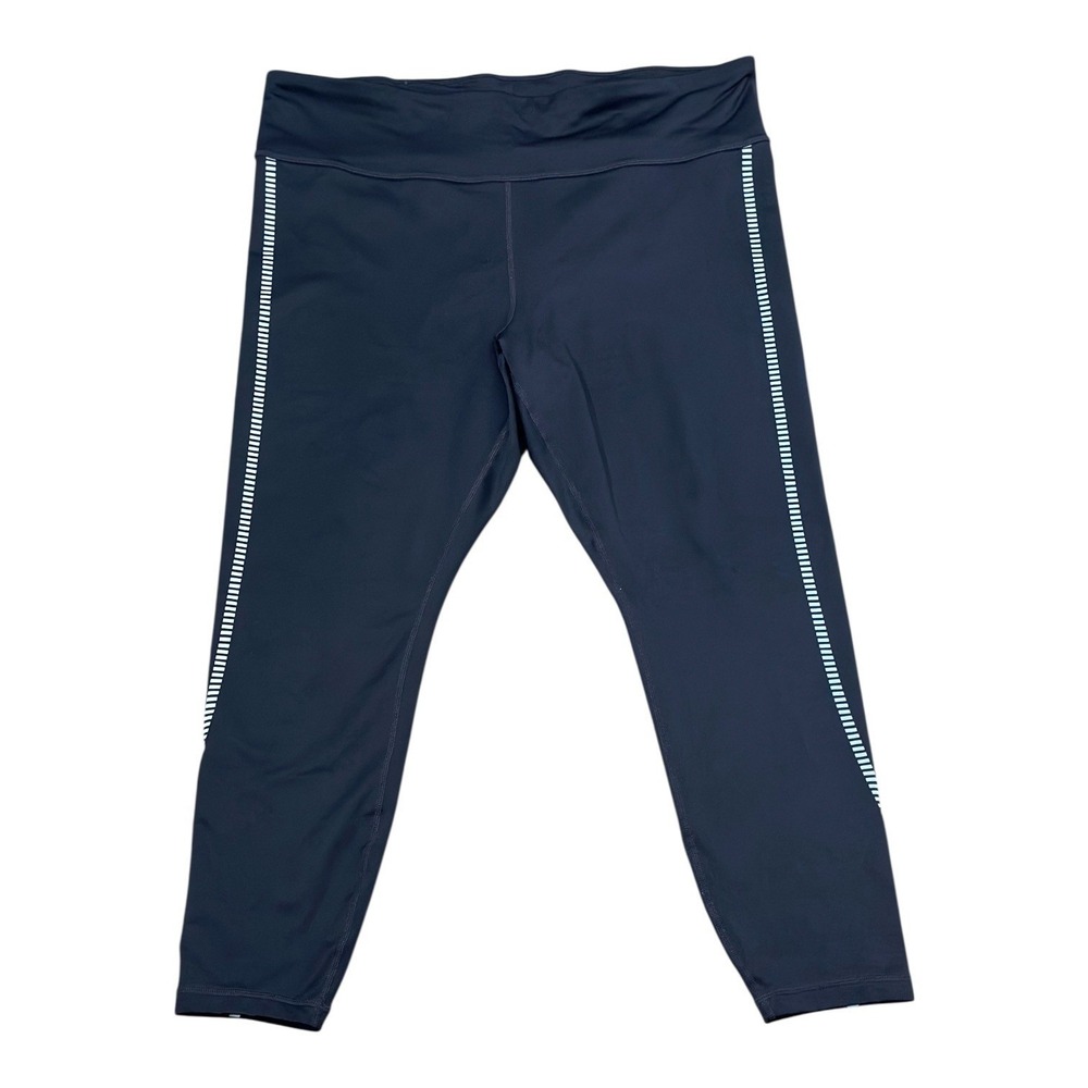 GapFit Winterbrush Navy Blue Reflective Stripe Athletic Leggings Women's Size XL